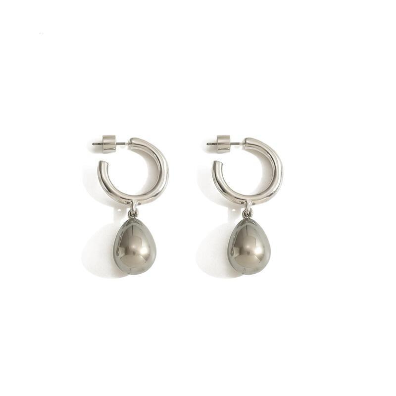 Elegant Sier-Tone Hoop Earrings with Teardrop Pendant
