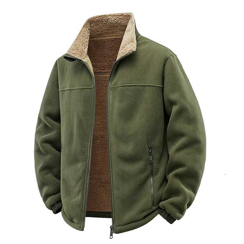 Fashion 2025 Autumn Winter Men Jacket Retro Solid Color Long Sleeve Male Outerwear Stand Collar Loose Casual Versatile Man Plush Coat Y251111