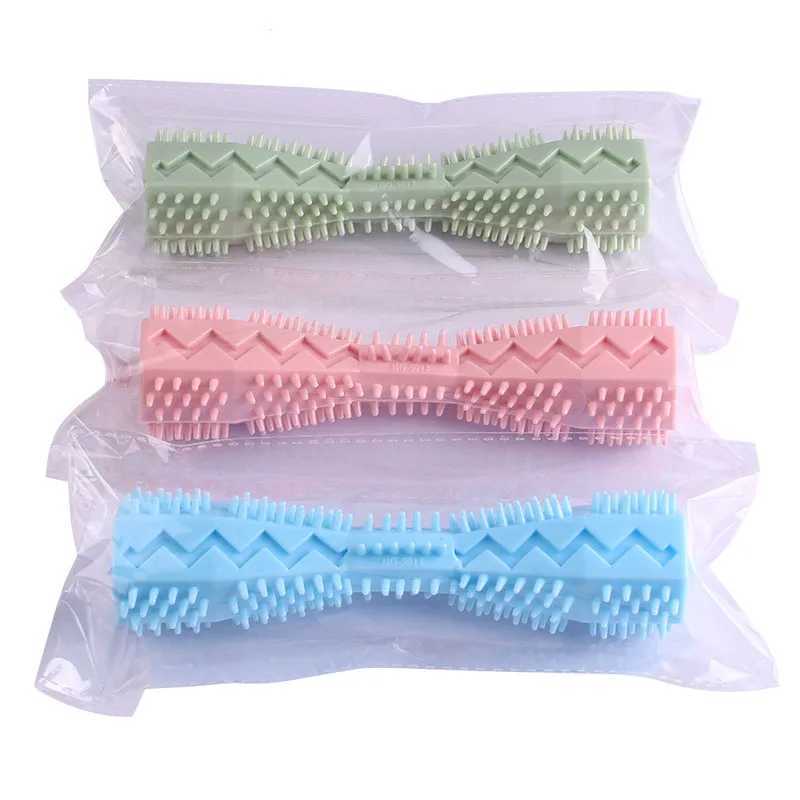 High Quality Dog durable dog chew toy stick soft rubber teeth cleaning point massage pad toothbrush plush pet supplies T2504012