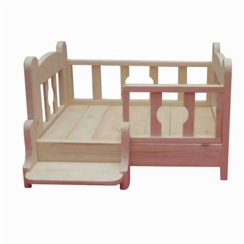 Large solid wood pet bed moisture-proof cat house safe track comfortable dog bed suitable for teddy bears and golden retrievers X250412