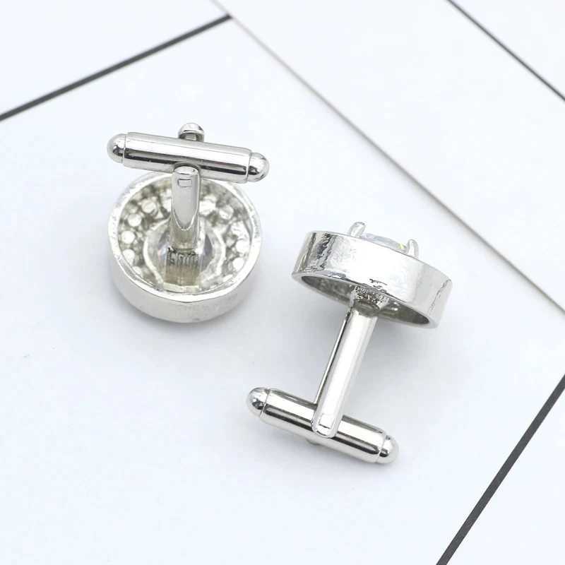 Mens small round cufflinks purple crystal luxurious high-quality French shirt cufflinks mens jewelry giftsT250412
