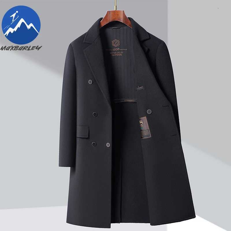 Maxbarley Wool Coat Men Winter Long Warm Black Loose Casual Wool Blends Overcoat Man Luxury Designer Woolen Trench Korean Trendy K251111