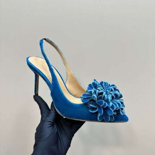 Pointed flower toe sandals women's fashion suede temperament after 2025, with a single strap and high heels