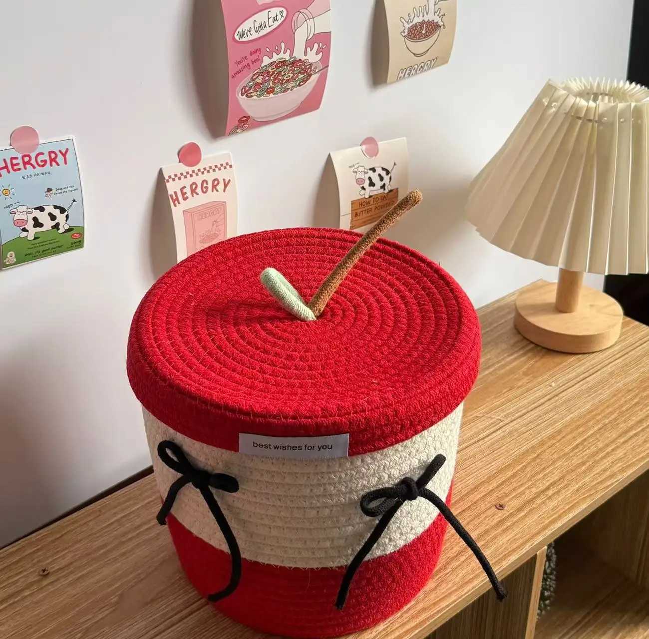 Small Rope Baskets for Storage Baskets for Gifts Empty Cute Round Woven Basket Cotton Toy Basket Storage Bins for Organizer Y251112