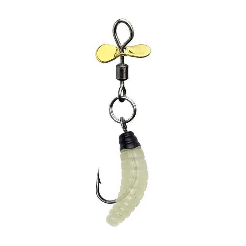 Propeller Worm Fishing Lure Spinner Spinning Bait Rotating Blade Sequin Bionic Fish Lure Z250411