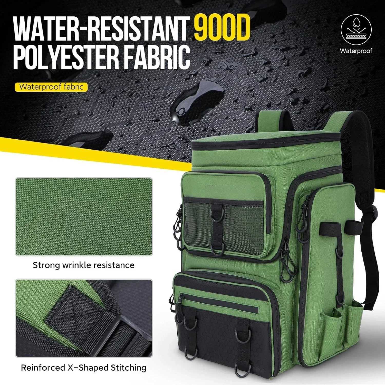 Fishing Backpack Multifunctional Fishing Tackle Backpack Outdoor Storage Tackle Bag with Protective Rain Cover for Fishing Gear Z250411