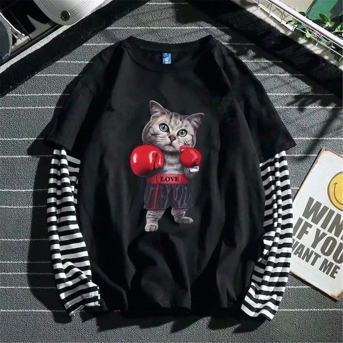 Cool Striped Patchwork T-Shirt Men Autumn Oversize Tops s Solid Long Sleeve T Shirt Fashion Japanese Gothic Japan T Shirt 250411