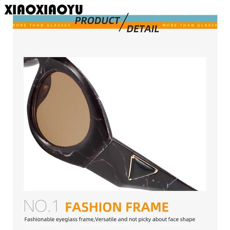 Marble Pattern Light Luxury Sunglasses Fashion Cat Eye Elliptical Frame Sunshade Sunglasses Texture Wear Glasses Man WomanC250411