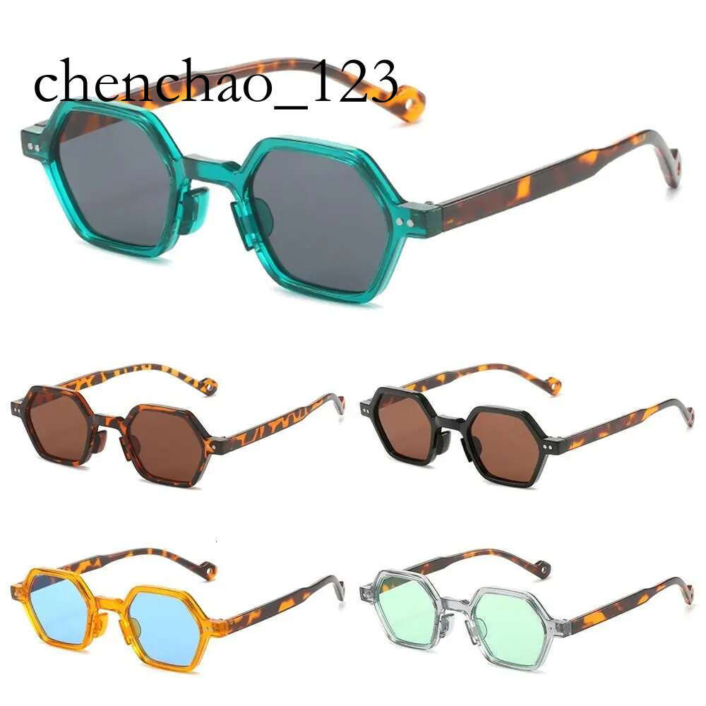 Retro Polygon Square Sunglasses Vintage Y2K Hexagon Shades Clear Ocean Lens Rivets Sun Trendy UV400 Glasses for Unisex