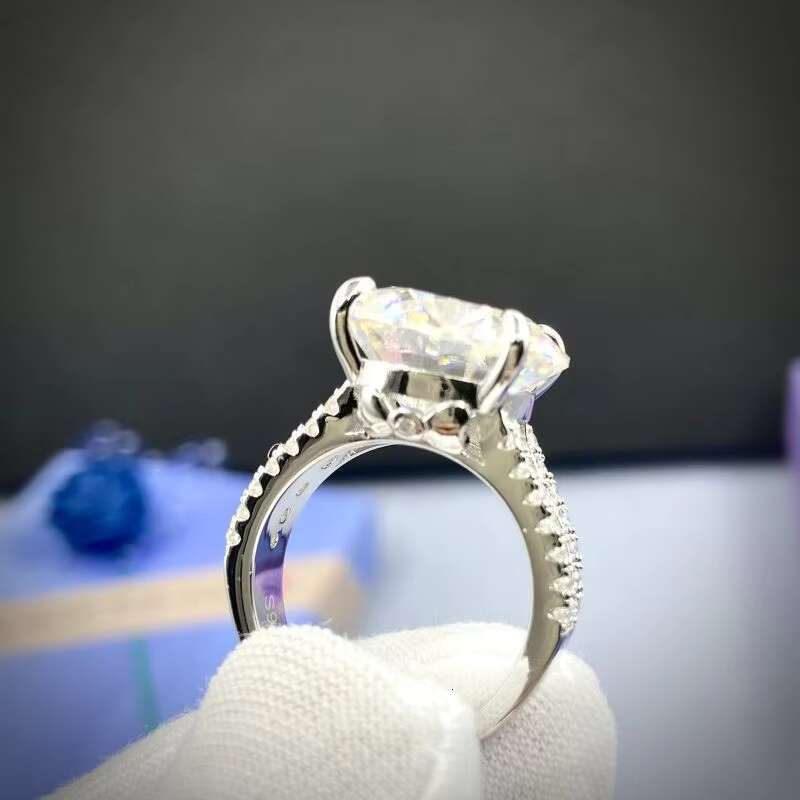 Super Large 10Carat Sparkling Moissanite Ring Pass Diamond Tester 925 Sterling Silver Round Cut Fine Jewelry Rings for Women