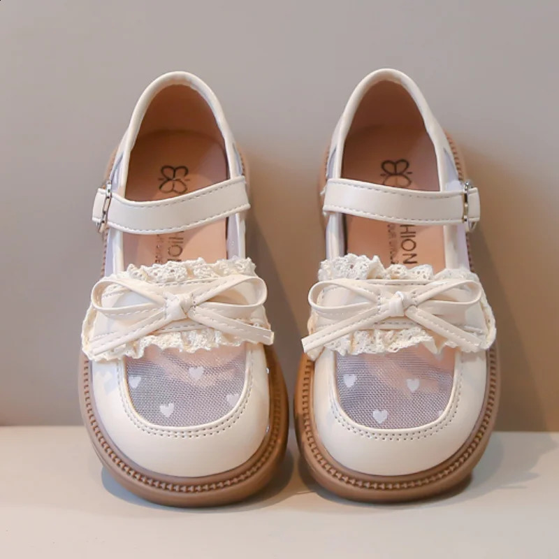 2-14Y Princess Girl Shoes Baby Childrens Fashion Mary Jane Shoes Girl Lolita Style Ruffle Lace Dress Black Beige 250411