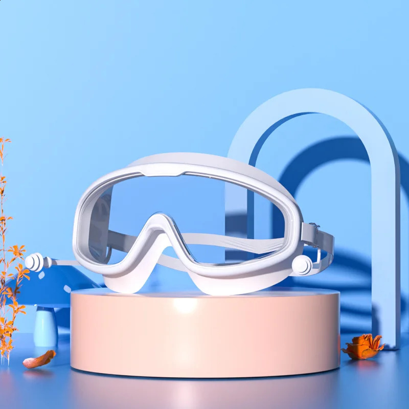 Swim Goggles And Caps Set Childrens Large Frame Goggles HD Waterproof Anti-fog Boys Girls Swimming Glasses Cartoon Bathing Cap 250411