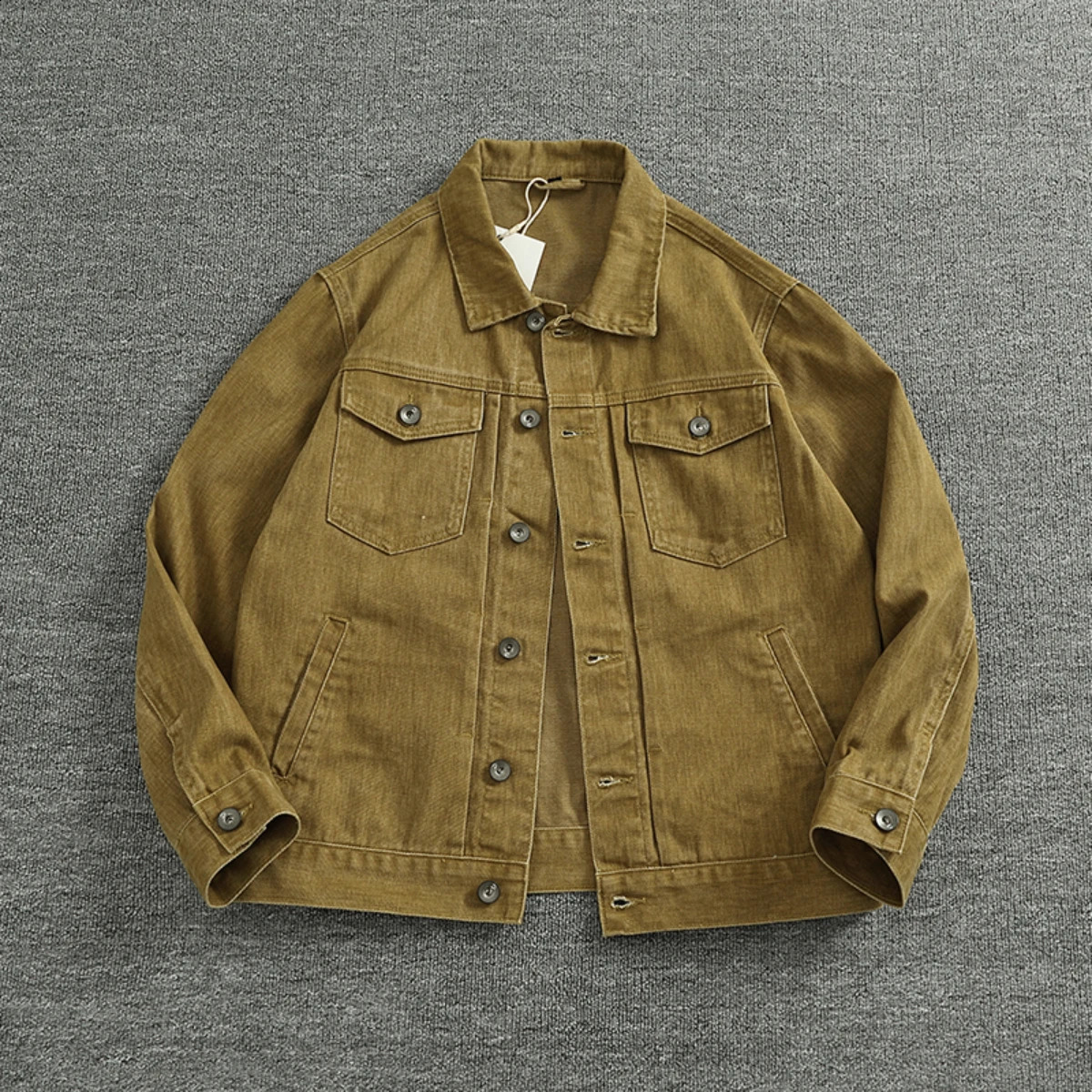 Autumn and winter cargo jacket mens casual European and American khaki retro denim shirt 250411