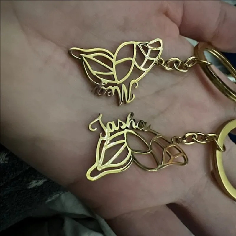 Customized Double Butterfly Keychain Friend Keychain Set Personalized Butterfly Wing Car Keychain 250409