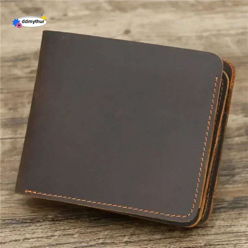 Personalized Best Genuine Mens with Coin Pocket Minimalist Engraved Bi Fold Pure Leather Wallet for Men ddmythur