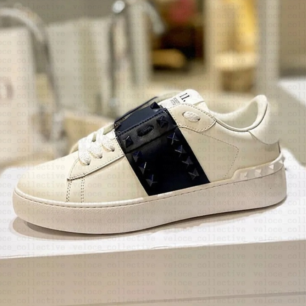 Designer Rivet Shoes V Home Vintage Mens Womens Low Flat Casual Sneakers Platform Leather Retro Black White Pink Beige Luxury Calfskin Sports Loafers Trainers