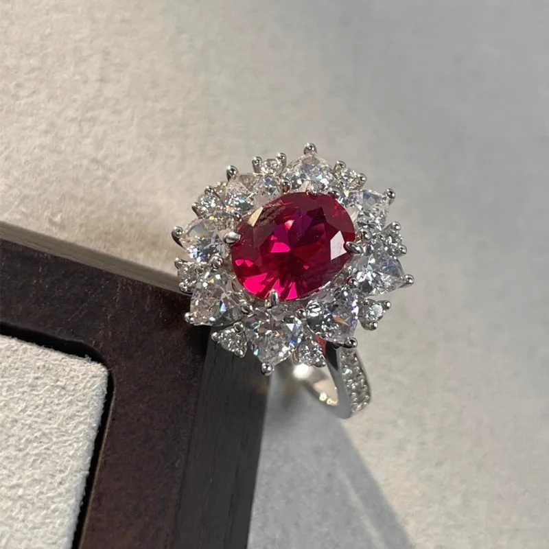 European and American Fashion New Copper Ruby Luxury Personalized Womens Adjustable RingXJ250412