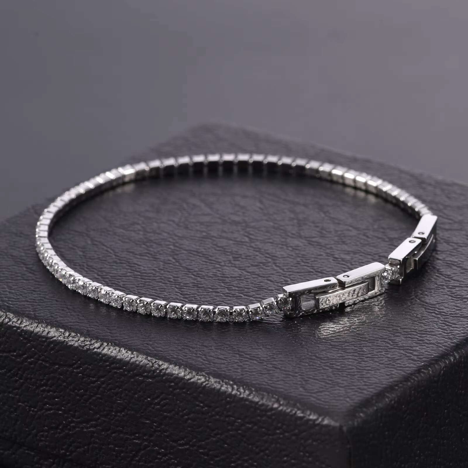 SDA 3 mm Tennis Zircone Bracelet Stainless Steel Black Moissanite Chain Jewelry Set