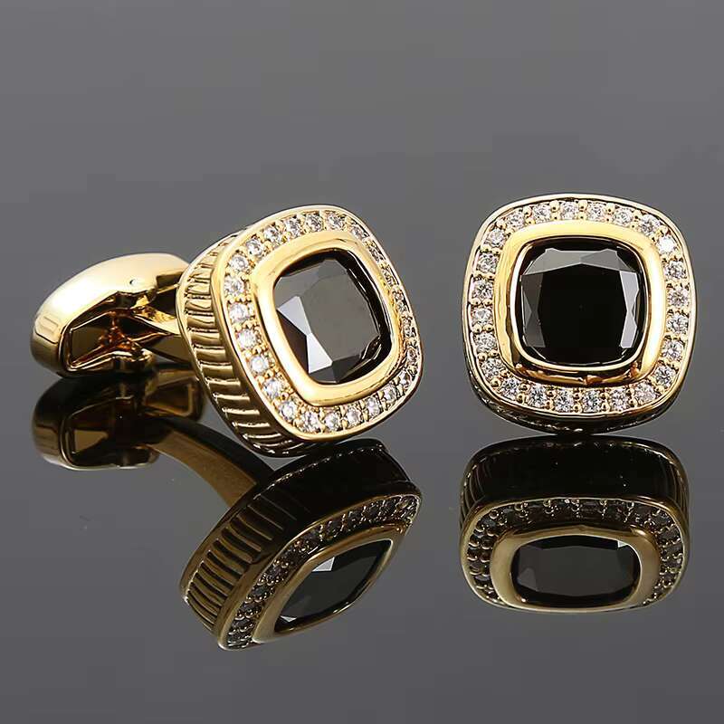 2024 New Boyi Cufflinks Mens Light Luxury Womens Fat square Moissanite French Shirt Gemstone Diamond Cuff Buckles Cross
