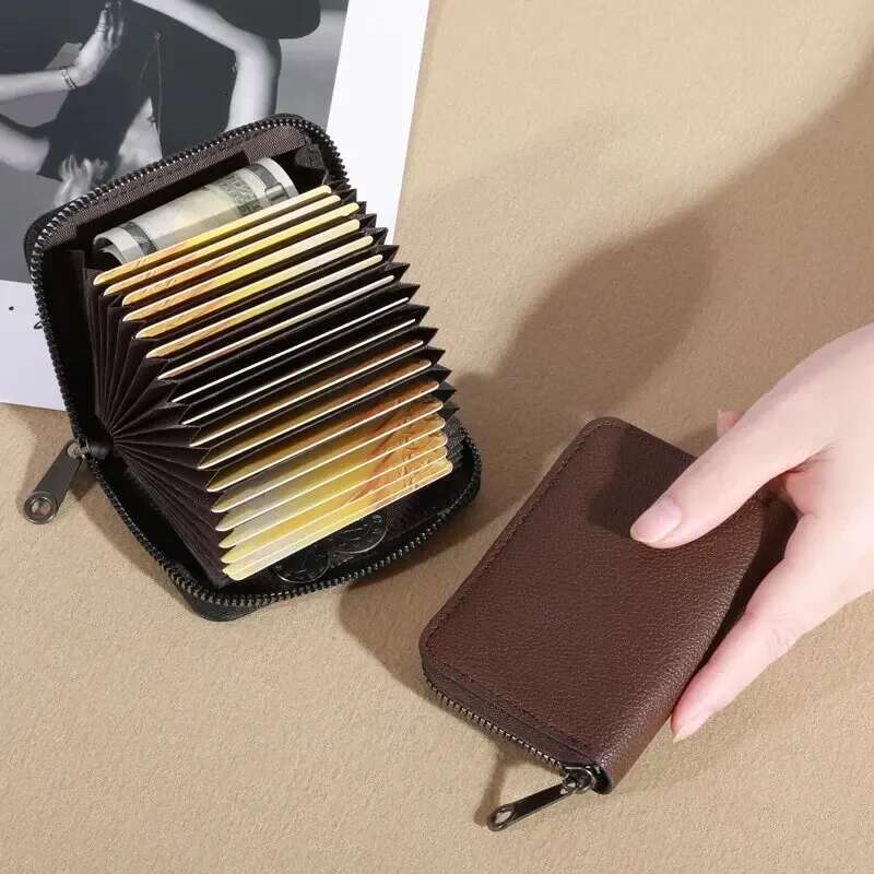 20 Detents Cards Holders PU Business Bank Credit Bus ID Card Holder Cover Coin Pouch Anti Demagnetization Wallets Bag Organizer ddmythur