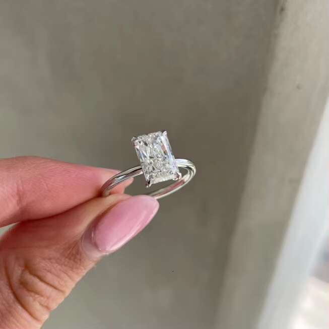 ZUANFO Fine Jewelry Elegant 14k Gold Purity Ring Women Girls Lab Created Diamond 2ct Radiant Cut Moissanite Wedding Ring