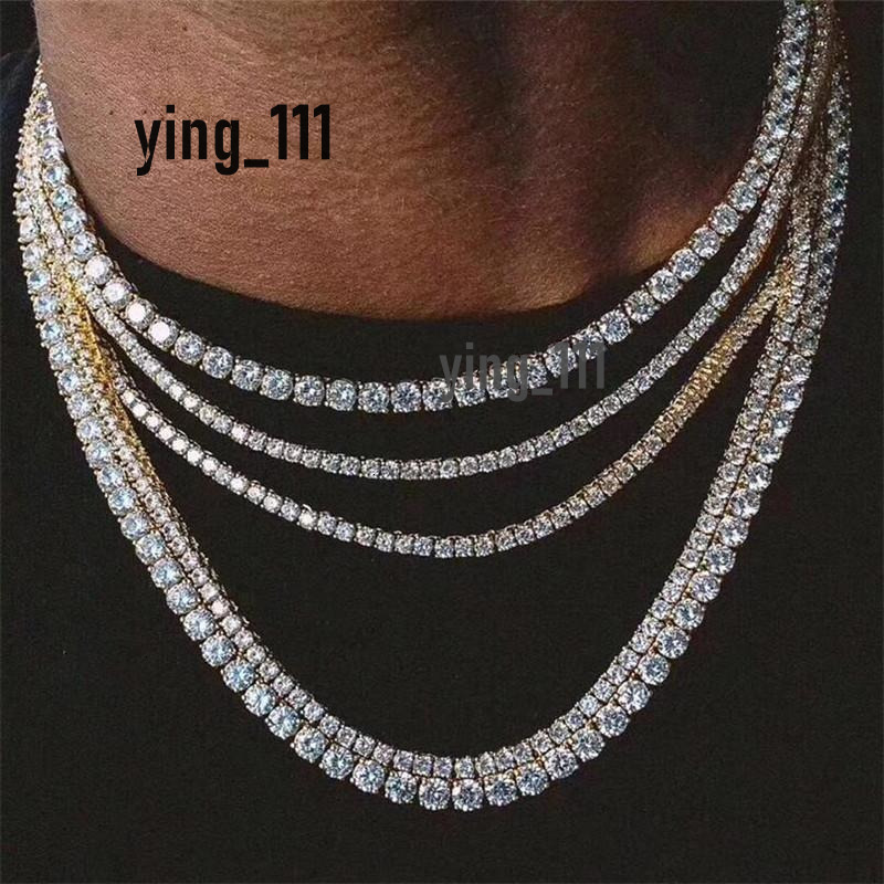 Jwy Moissanite Jewelry 3mm 4mm 5mm 925 Sterling Silver Pass Diamond Tester Tennis Chain Necklace for Men and Women