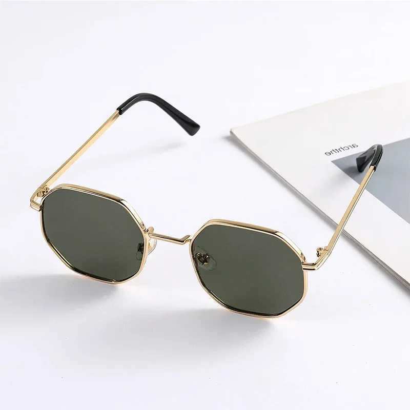 Fashion Boys Girls Octagon Metal Sunglasses Polygon Trend Childrens Sun Glasses Kids Outdoor UV400 Eyewear Z250411