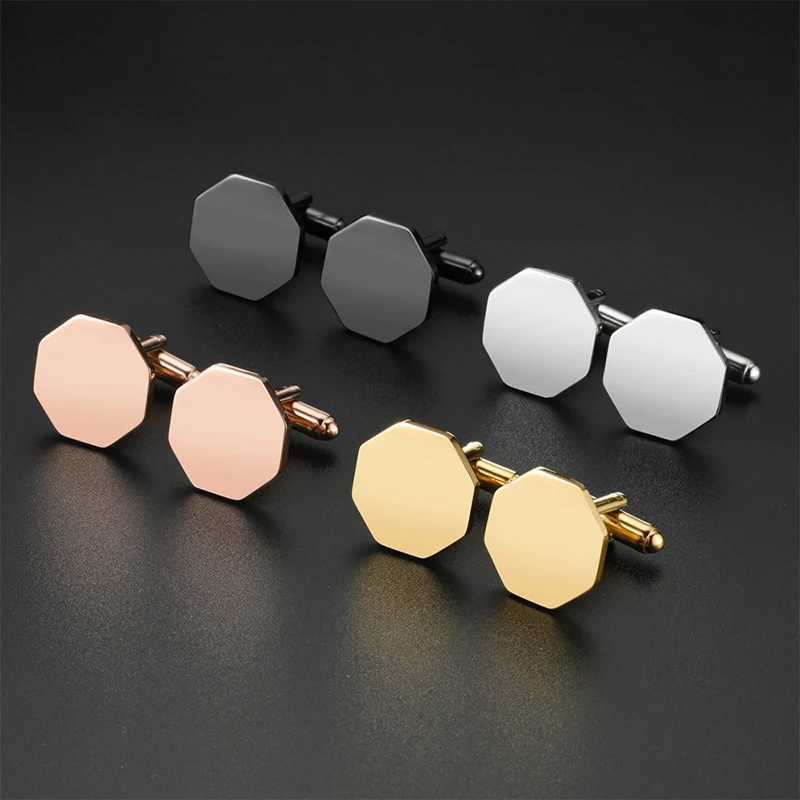 Mens blank cufflinks classic stainless steel cufflinks tailcoat shirt accessories cufflinks business wedding shirts unique jewelryT250412