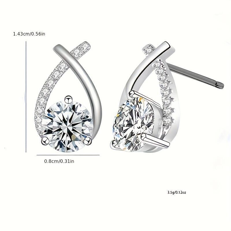 2-2.4 CT Moissanite D Color VVS1 Clarity Round Cut Lab Created Dia Sterg Sier White Gold Plated Minimalist Mermaid Tail Earrings