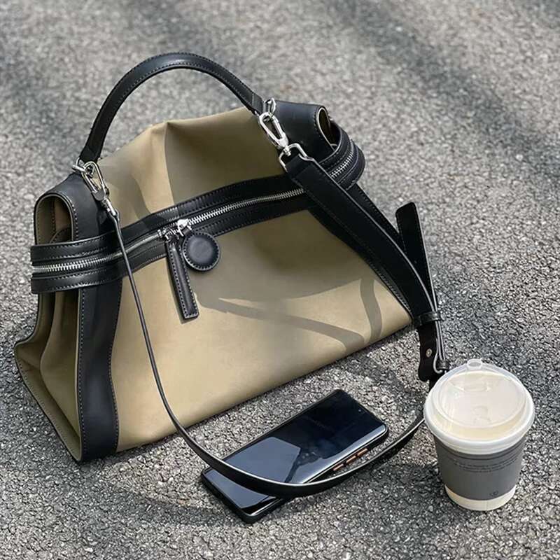 2024 New Fashion And Retro Color Tote Commuter Bag Large-Capacity Casual One-Shouldered Hand-Held Oblique Cross Briefcase