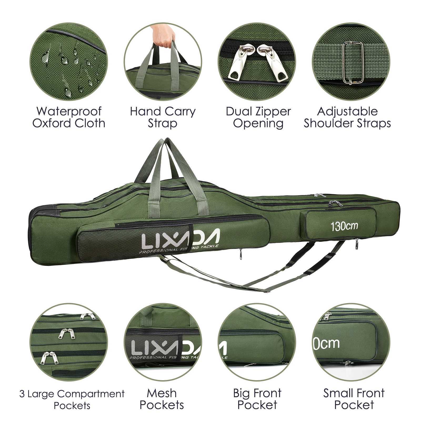130cm/150cm Three Layers Fishing Bag Portable Folding Fishing Rod Reel Tackle Tool Carry Case Carrier Travel Bag Z250411