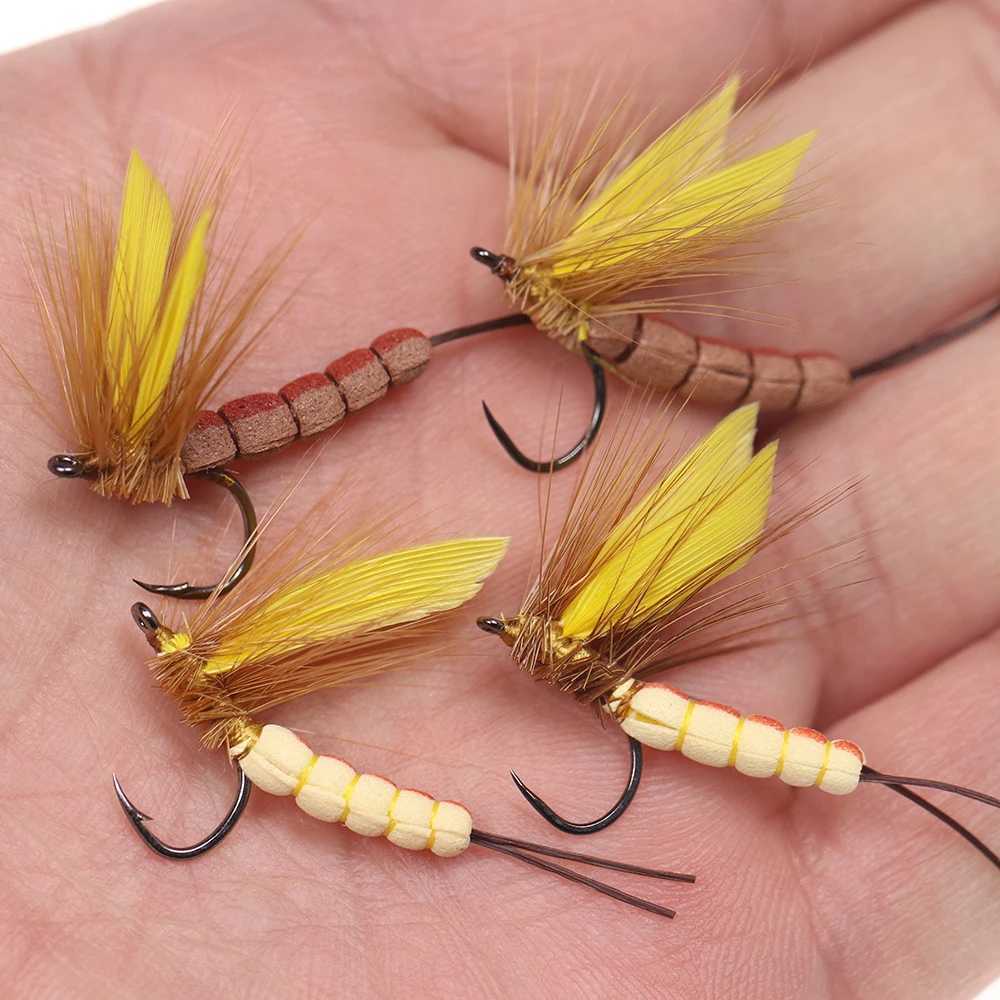 ICERIO 3PCS Yellow Wing Mayfly Foam Tail Dry Fly Trout Fishing Lure Baits Flies Z250411