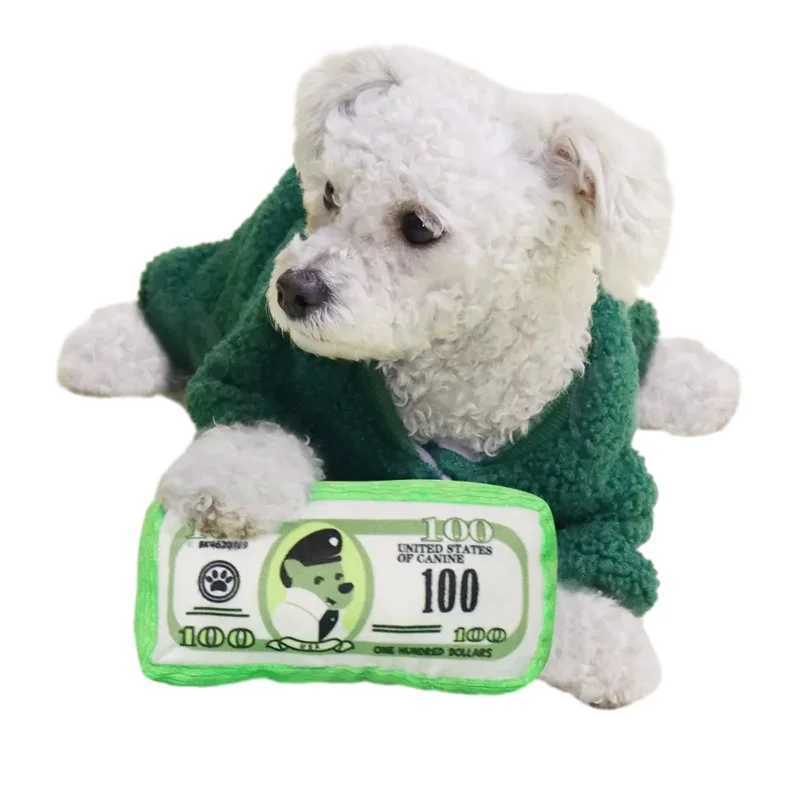 High Quality Simulated money dog toy with fun squeaking sound soundproof paper bite resistance chewing dog toy teeth cleaning puppy toy pet supplies T