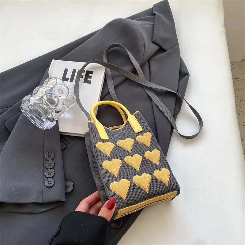 Newest Crossbody Small Women's Knitted Mobile Phone Casual Fashion Shoulder Bag Purse