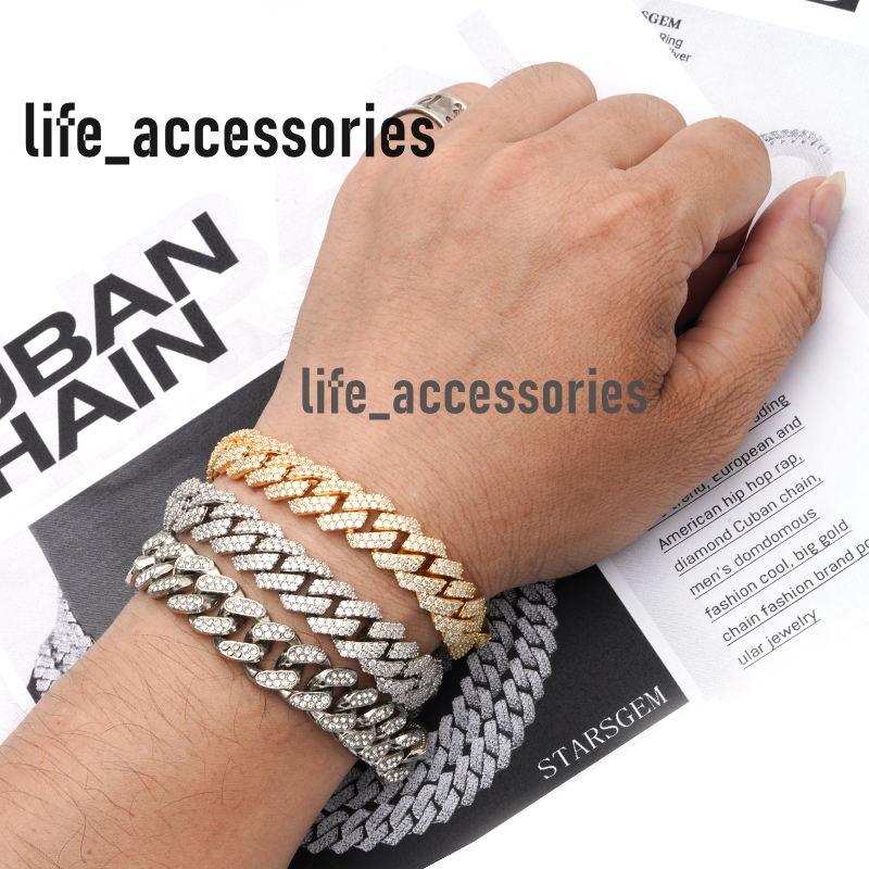 Wholesale Price Starsgem DEF VVS Round Brilliant Cut Loose Gemstones Moissanite Diamond Full Setting S925 Silver Cuban Bracelet