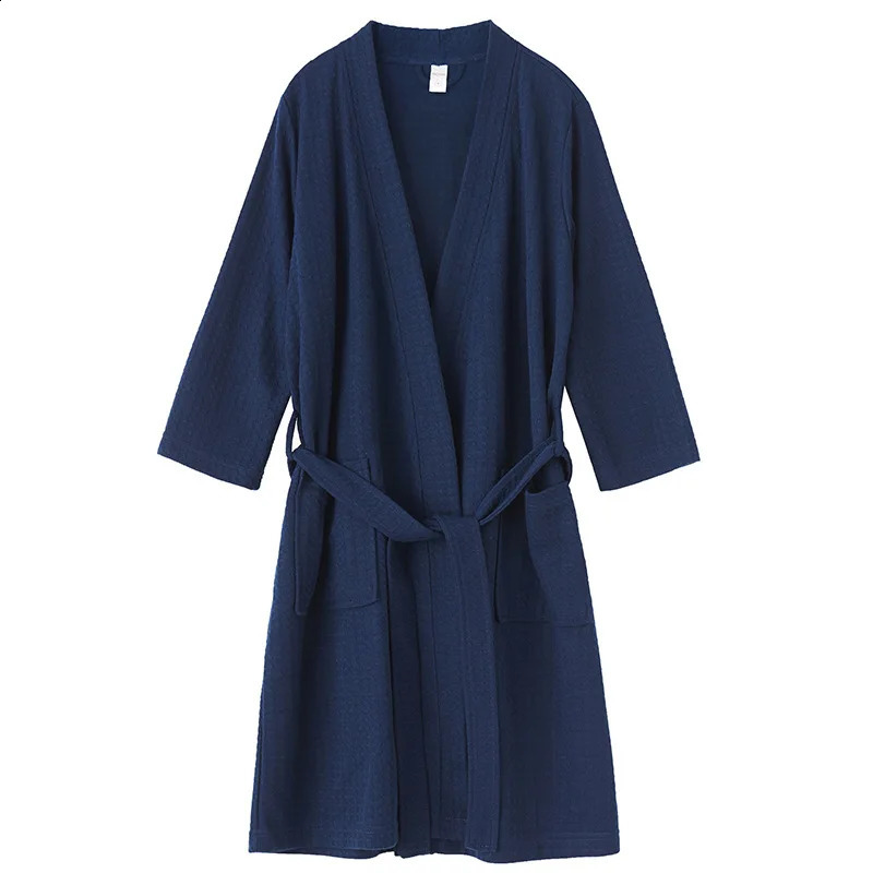 Spring and Summer Waffle Bathrobe Men and Women Sauna Clothing Sweatshirt Robe Mens Water-Absorbent Quick-Drying Homewear 250409