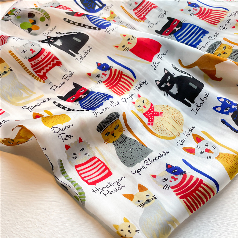 Designer Scarf Luxury Women Scarf Cat Style Shawl Knitting Cotton And Linen Keep Warm Scarf 70*70CM Fashion Trend Two Side Color Temperament Travel Gi