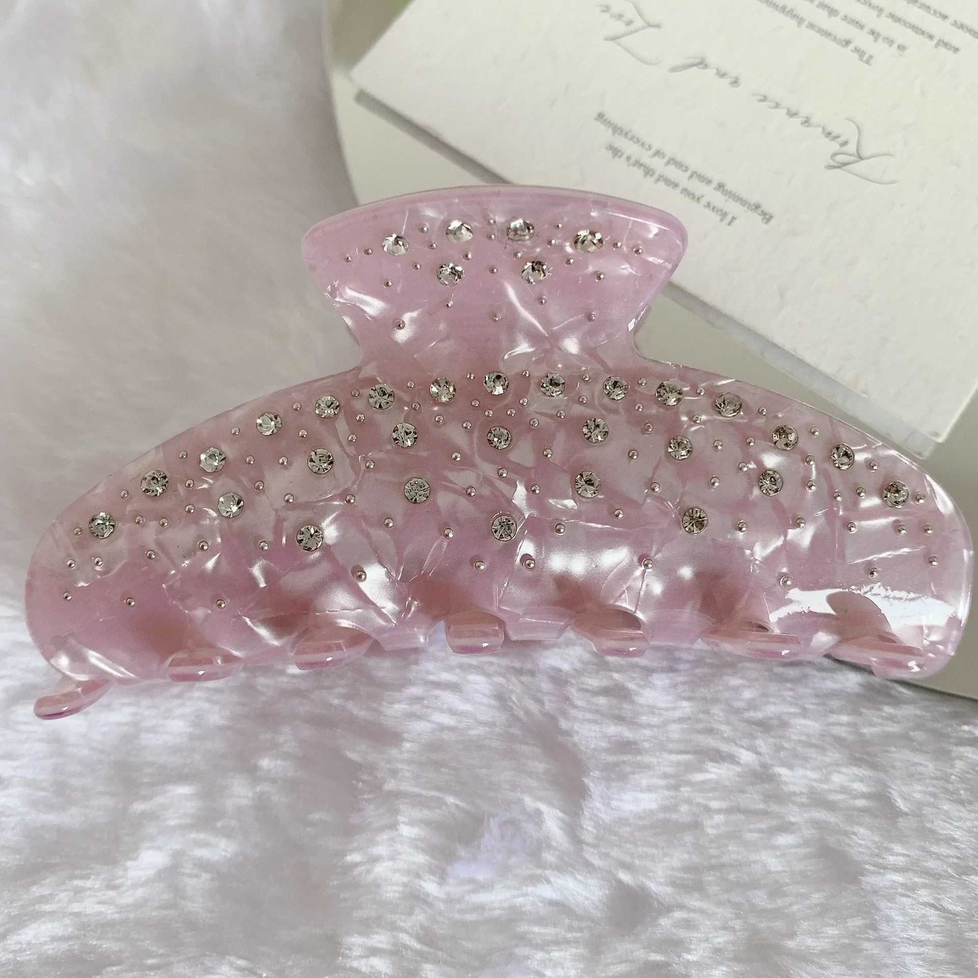 New Elegant Rheinstone Acetate Hair Claw Purple White Hair Clip Shark Clip Female Hair Accessories Gift Y2504012