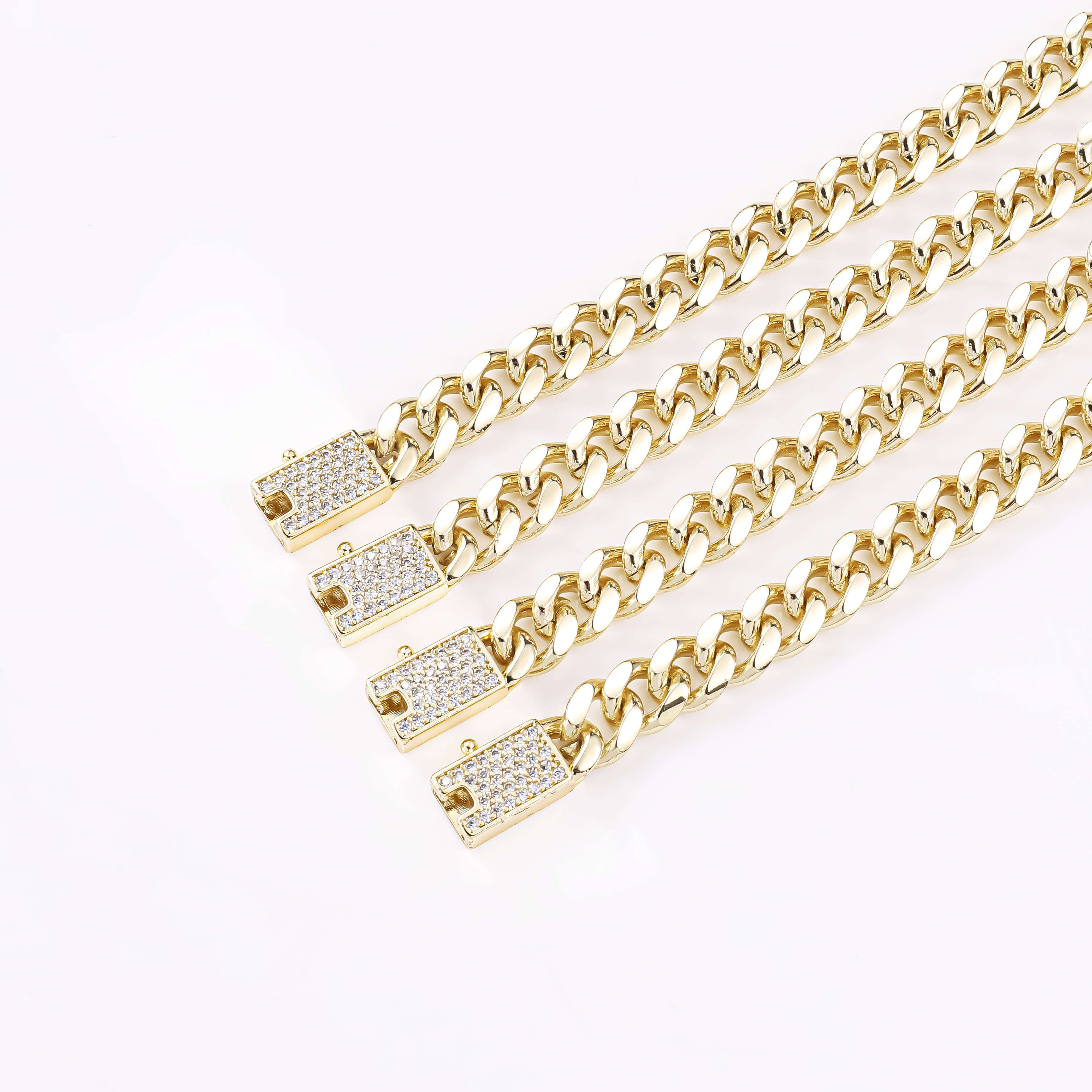 CM Wholesale Hip Hop Men 14k Gold Filled Plated Joyeria Women Zircon Necklace Jewelry Miami Cuban k Chains