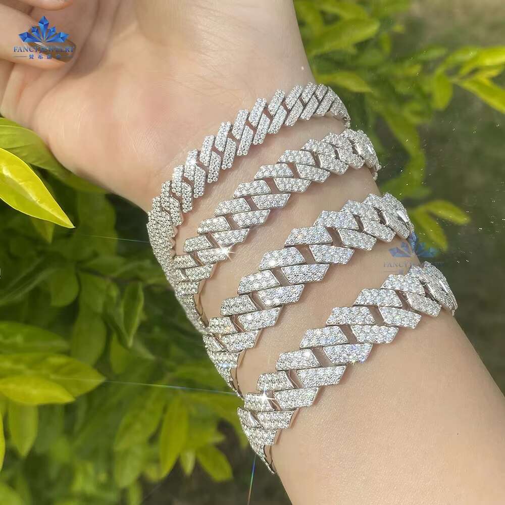 Custom Vvs Iced Out Moissanite Diamond Cuban Link Chain Bracelet Hip Hop 14K 18K Gold 925 Silver Fine Jewelry Men 6mm 8mm 10mm
