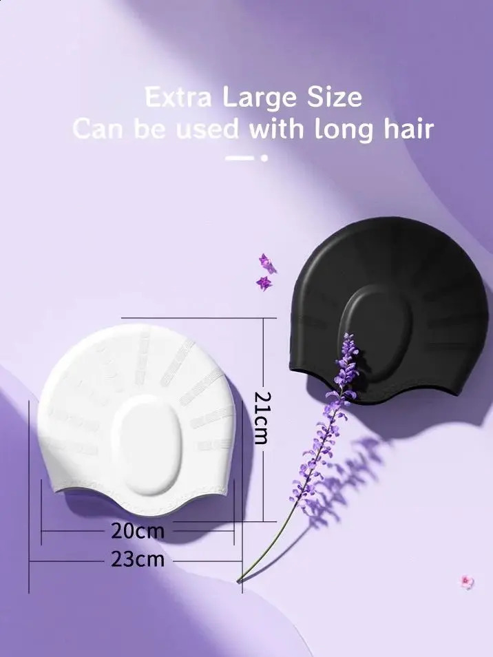 Swimming Cap Silicone Waterproof Ear Protection Men Women Head Professional Long Hair Comfortable Large Adult Swimming Cap 250411