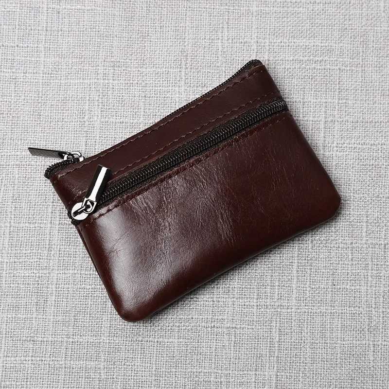 Leather mini coin wallet unisex simple and portable one layer denim handmade zipper small wallet key box Z250411