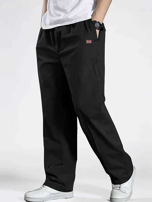 Loose mens work pants solid color waist up straight leg casual work pants with multiple pockets W250411