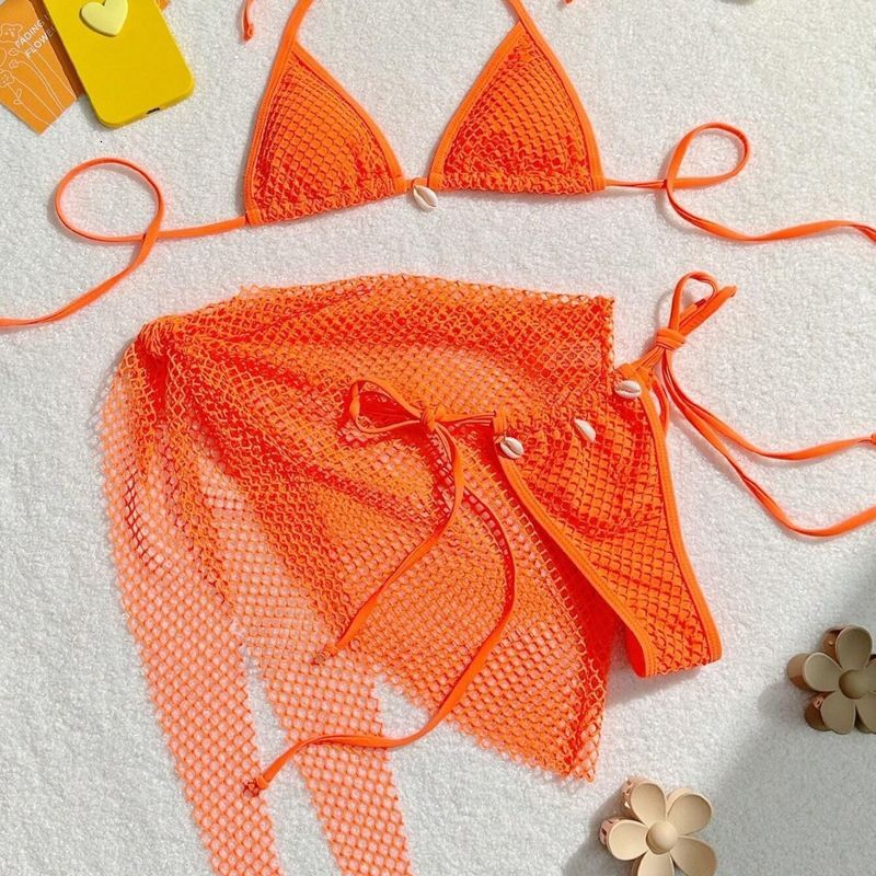 Women's Clothing Mesh Three Piece Split Bikini Swimsuit