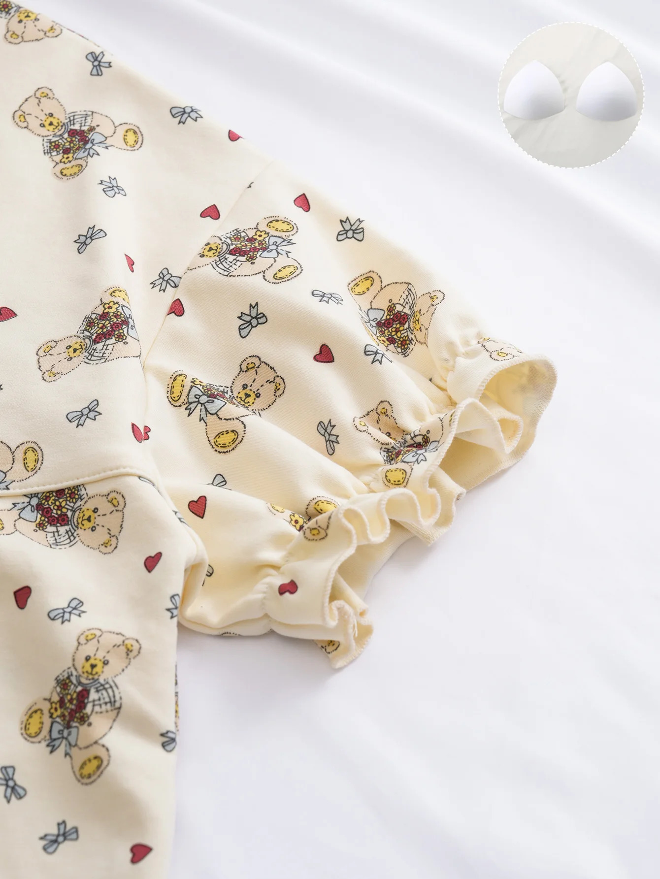 2025 cute lace teddy bear with chest cushion comfortable two-piece pajamas set 250411