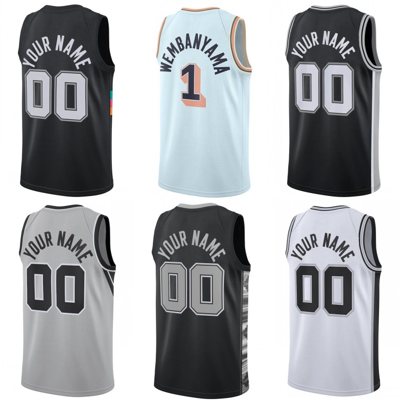 Custom Print 2 Dylan Harper De Aaron Fox City Basketball Jersey Hot Pressing Victor Wembanyama Devin Vassell Keldon Johnson Castle Parker Barnes Sochan Wesley Shirt