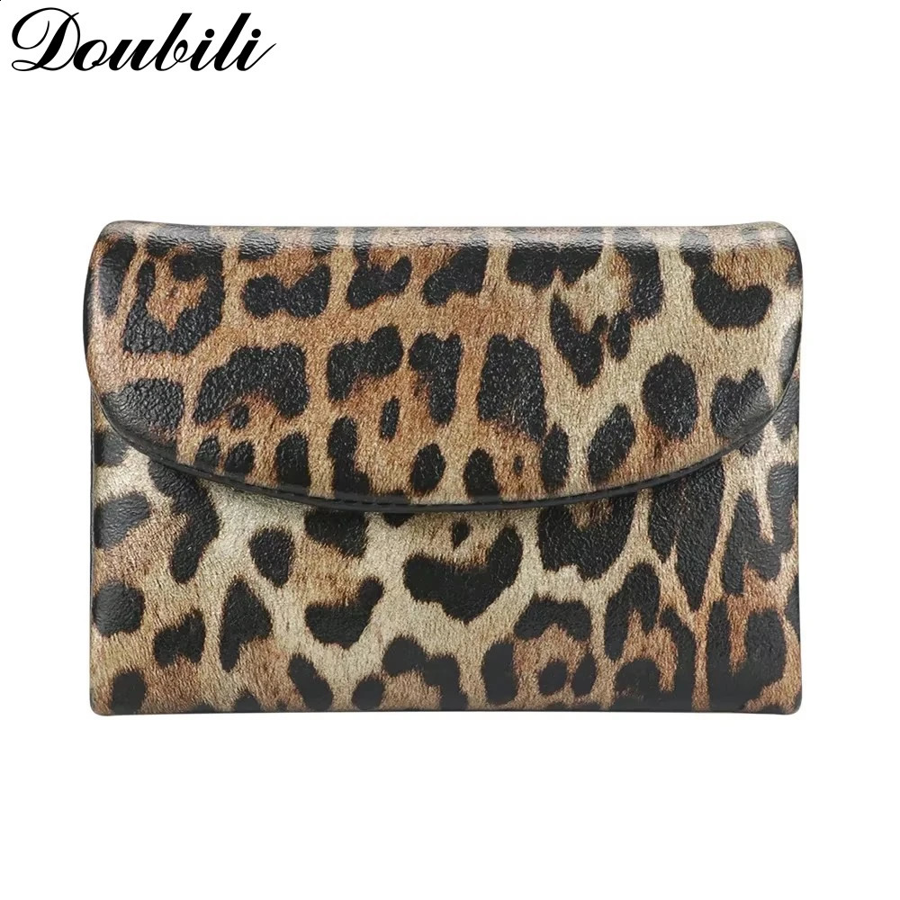 Double skin leopard print wallet fashionable womens clothing wallet triple fold card bag coin purse 250411