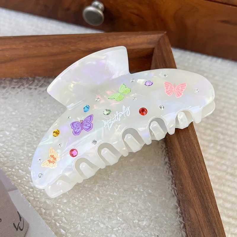 1 elegant acrylic hair clip with rhinestone butterfly - tight grip suitable for thick curly hair Y2504012