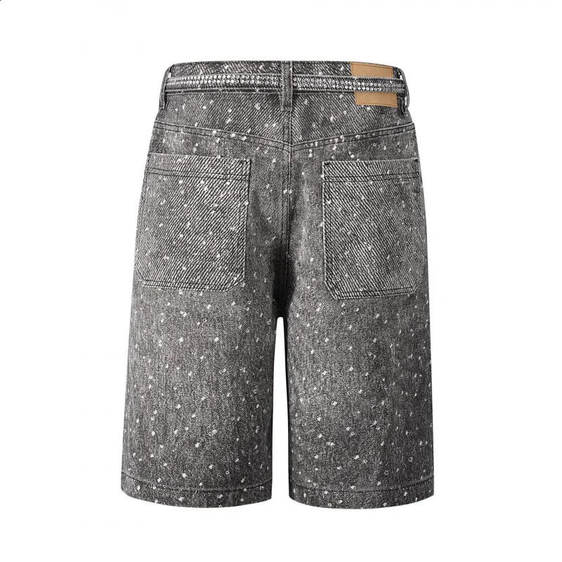MAQVOB Top Quality European And American High Street Washed Diamond Rhinestone Draw String Denim Short Jeans 250411