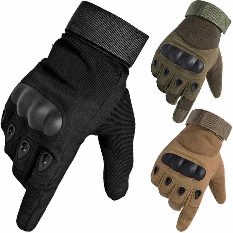 Motorcycle Gloves Men Tactical Hunting Shooting Knuckle Protection Leather Outdoor Sport Full Finger Cycling Bike Bicycle GlovesC250412